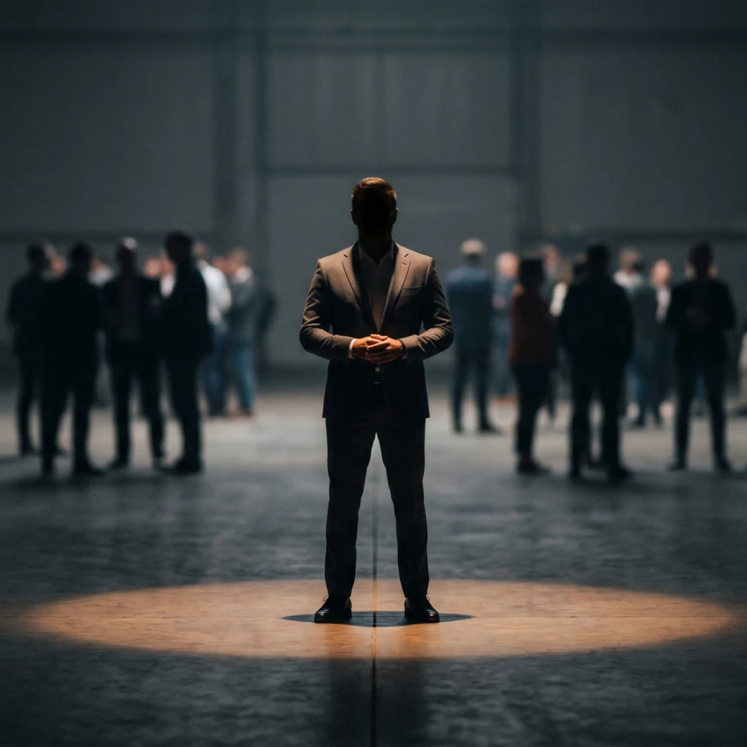 A lone professional figure