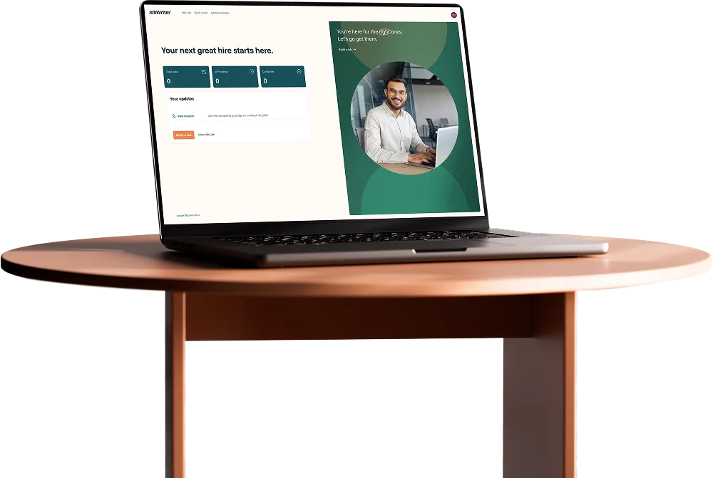 JobWriter web application dashboard
