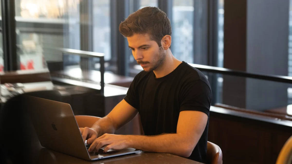 Man working on a recruitment advertising job
